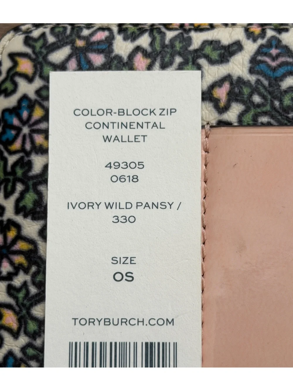 Tory Burch Color-Block Zip Continental Wallet in Ivory Wild Pansy